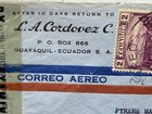 1943 Ecuador Guayaquil Airmail To Pyrene Manufacturing  Newark  N j   Censored 
