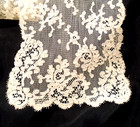 Antique Embroidered Net Lace  Floral Scarf -- 1 Yd 23   Perfect Condition