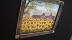 Prim Country Print  sunflowers In Front Of Barn  10  X 8  Black Handmade Frame