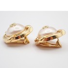 Chanel Cc Logo Imitation Pearl Round Button Earrings Clip-on  Ghw 35rf763
