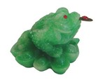 Feng Shui Green Lucky Frog Statue 3-legged Money Toad Figurine On Wealth Ingots