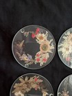 Vintage Glass Coasters Pressed Flowers Set Of 6 Round Retro Florals Botanicals