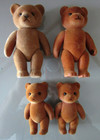 4 Vintage Teddy Bears Flocked Applause Lot Jointed 4 1 2    3 1 8  Tall 