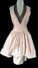 Vintage 1960s 60s Alfred Bosand Pink Peplum Tafetta Beaded Halter Dress Couture