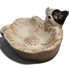 Vintage 1950s Boston Terrier Trinket Dish   Ceramic Dog Figurine Ring Bowl