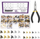 721pcs 6 Colors 3mm 4mm 5mm 8mm Round Fold Over Cord Ends Cord Crimp Tips Wit   