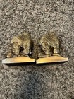 Vtg Cast Brass Owl Figurines In Love Sculpture Bookends Couple Heavy Mcm 1950 s