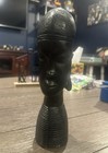 Vintage African Dark Ebony Wood 9  Hand Carved Woman Sculpture Statue Head Bust