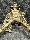Pair Antique Brass Wall Candle Sconces Ornate Swivel Arm Double Holder Victorian