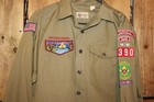 Boy Scouts Of America Bsa Men s Adult Shirt Large     Green Vintage Sewn On Ptc