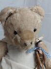 Peggy Antique 17  Teddy Bear W peg Wooden Doll Early Mohair Glass Eyes Dressed