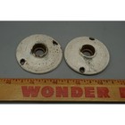 Vintage Brass Door Escutcheon Plates Pair White Painted Round Rosette Hardware