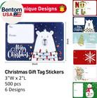 Christmas Gift Tags  500 Count  3x2 Inch  6 Festive Designs  Self-adhesive  To-f