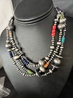 Native American Navajo Multi-color Sterling Silver Beads Necklace 48    92848