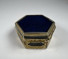 Est  e Lauder Blue Enamel Hexagon Solid Perfume Compact Vintage Empty