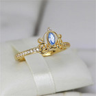 New 925 Sterling Silver Gold Blue Disney Cinderella s Carriage Ring All Size