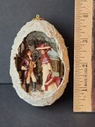 Vintage Real Egg Diorama Ornament Victorian Couple Winter Snow Scene Christmas 