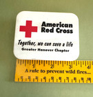 Vintage Alka Seltzer Glass Bottle   American Red Cross Small Tin