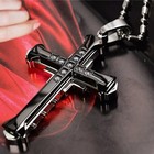 Christian Cross Pendant Necklace Zirconia Style Stainless Steel Look