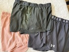 Under Armour Women   s Shorts Lot Size Large 3 Pairs Black Peach Green 