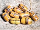 Antique Venetian Trail Decorated Yellow Glass French Cross Beads  African Trade
