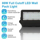 80w Full Cutoff Led Wall Pack Light With Photocell Ip65 Area Light Fixture 5000k