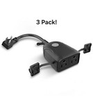 Feit Electric Outdoor Smart Wi-fi Dual Outlet Wall Plug - Black 3 Pack