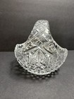 Crystal Basket Bohemian Czech Cut Diamond 6    Round Handled Euc