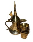Vintage Brass Dallah Arabic Middle Eastern Etched Coffee Tea Pot 5 5    W  6 Cups