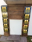 Set Of 10 Carron Lgc092 Art Nouveau Tube-lined Fireplace Tiles -yellow Tulip