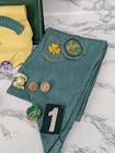 Vintage Girl Scout Lot 1951 Handbook  Scarf  Sash  Badges  Patches  Pins  Socks