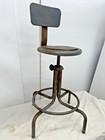 Vintage Metal Industrial Drafting Chair Stool Adjustible Mid Century Swivel