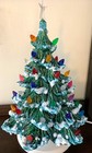 Vintage 1970   s Atlantic Mold Ceramic Lighted Christmas Tree W base 16  Works
