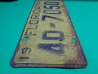 1944 Florida License Plate Number 4d-7050 No Extra Holes