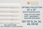 13  X 13  White Washcloths 100  Cotton Super Soft Absorbent   Optima Collection