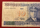 Lithuania 10 Litu 1993 Banknote P 47b Tb104