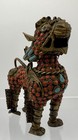 Rare   Unique Coral Encrusted Tibetan Foo Dog Incense Burner Bronze   Turquoise