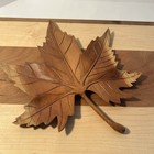 Set Of 2- Carved Wooden Maple   Oak Leaf  Wall Art  Desk  Entry Table Very Cool 