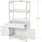 White Kitchen Pantry Sideboard Storage Cabinet With Drawer Microwave Space