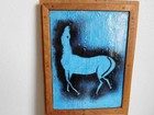 Asian Chinese Or Japanese Vintage Glazed Blue Horse Bobcat Ceramic Tiles Wall