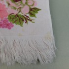 2pc Vintage 70s Cannon Coral Pink Rose Printed Cotton Bath Towels  a393