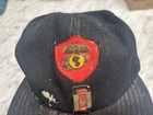 Vintage 1950s Us Marine Hat Cap Black Wool Motor Transport Michigan Marines 50s