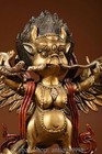 6  Old Tibet Bronze Gilt Painting Redpoll Winged Garuda Bird Eagle Buddha Statue