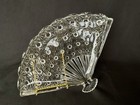 Vintage 1990s Fan Shaped Ornate Cut Glass Clear Vanity Perfume Trinket Tray 10 5