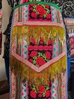 Traditional Hmong 2pc Outfit Black Silver Diamond Jacket Rose Sev Apron Fringe