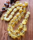 White Natural Baltic Amber 89g Islamic Prayer Rosary Barrel 33 Beads Pressed