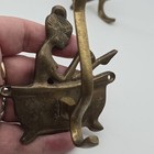 Set Of 2 Vintage Solid Brass Metal Woman Bathing In Bathtub Wall Hook Hanger