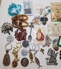 Vintage Catholic Religious Bundle Rosary Medal Crucifix Jewelry Lot As-is