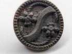 Antique Victorian Brass Picture Button Flowers Floral Metal Yin Yang Sewing Vtg