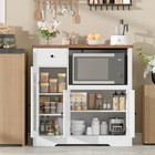 Buffet Cabinet With Microwave Stand  Glass Door   Drawer  Small Kitchen Storage